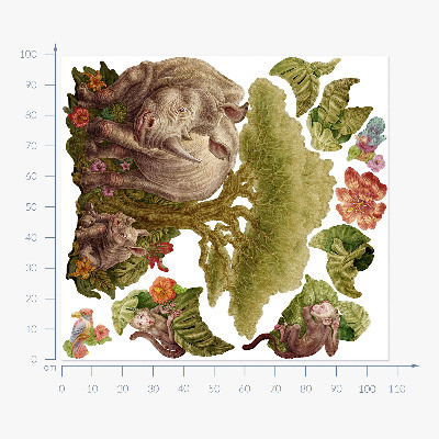 Muur stickers 100x108 Wilde safari in pastelkleuren