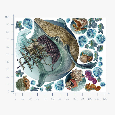 Muur stickers 100x122 Een onderwatersprookje met zeedieren