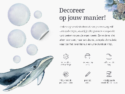 Muur stickers 100x109 Een onderwaterland vol tekenfilmwezens