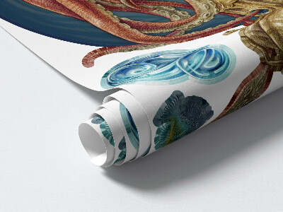 Muur stickers 100x101 Het magische land van onderwaterwezens in een tekening