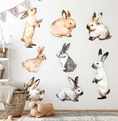 Muur stickers 100x181 Pastelkonijntjes in aquareltechniek