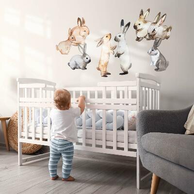 Muur stickers 100x181 Pastelkonijntjes in aquareltechniek
