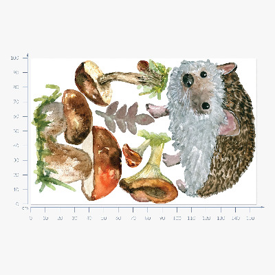 Muur stickers 100x155 Een boscompositie van planten en dieren in aquarel