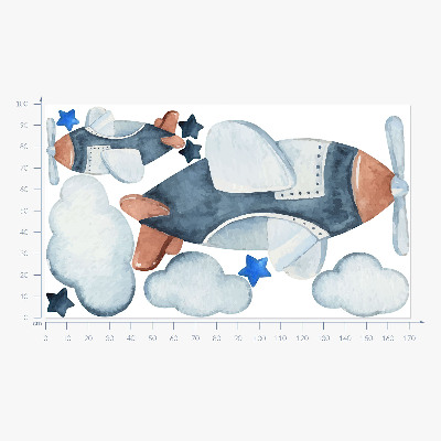 Muur stickers 100x171 Pastelvliegtuigen op een aquarelachtergrond