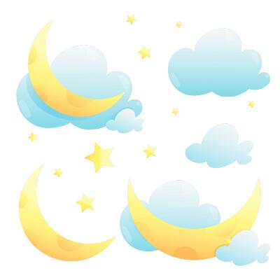 Muur stickers 100x160 Nachtelijke hemel met subtiele maan en sterren