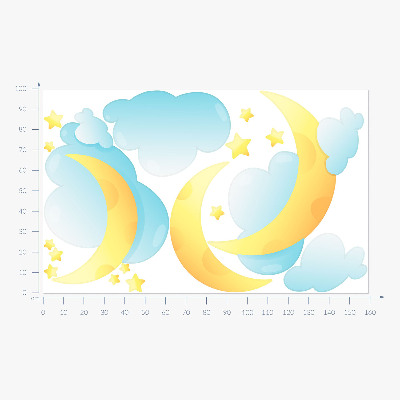 Muur stickers 100x160 Nachtelijke hemel met subtiele maan en sterren