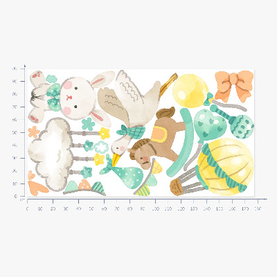 Muur stickers 100x178 Schattige pastelkleurige speeltjes in aquarelstijl