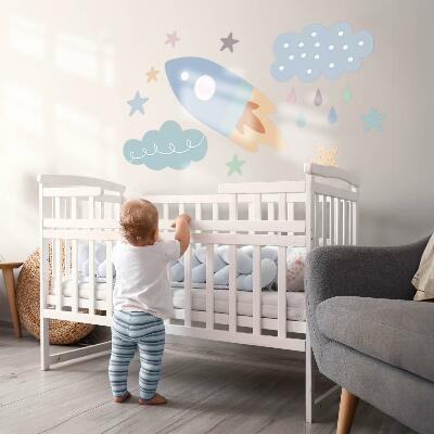 Muur stickers 100x167 Kosmische pasteldromen met sterren en wolken