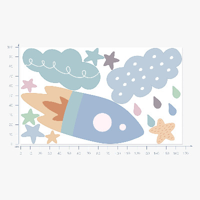 Muur stickers 100x167 Kosmische pasteldromen met sterren en wolken