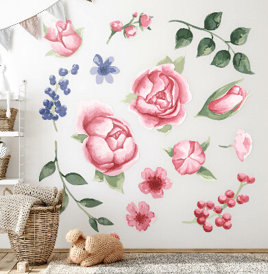 Muur stickers 100x128 Bloemenwaterverf met pioenrozen in pasteltinten
