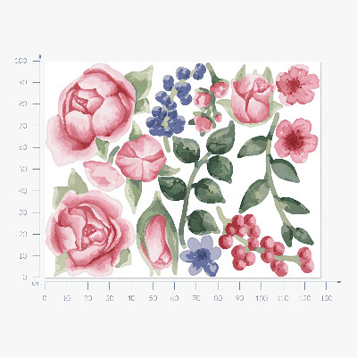 Muur stickers 100x128 Bloemenwaterverf met pioenrozen in pasteltinten