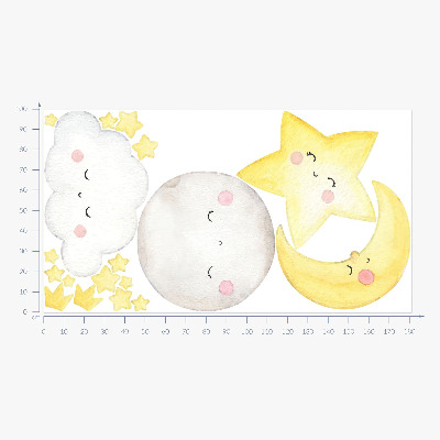 Muur stickers 100x182 Nachtwolken met sterren in pasteltinten