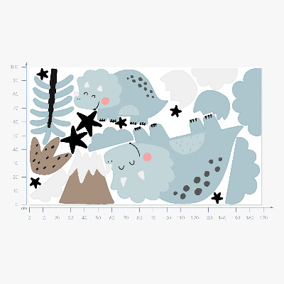 Muur stickers 100x169 Dinosaurussen in pastelkleurige vegetatie
