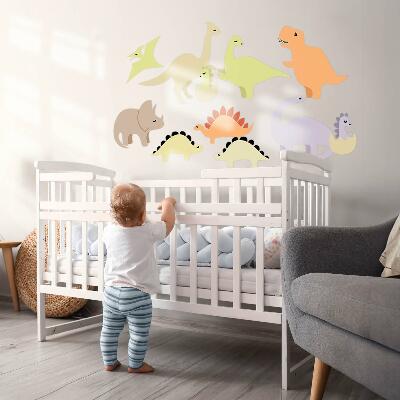 Muur stickers 100x141 Schattige pastelkleurige dinosaurussen