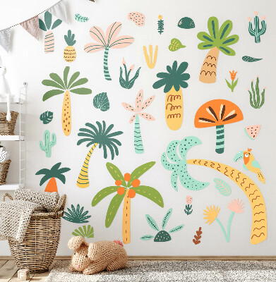 Muur stickers 100x140 Tropische bomen in pasteltinten