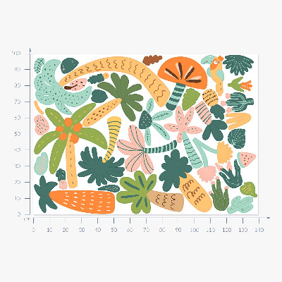 Muur stickers 100x140 Tropische bomen in pasteltinten