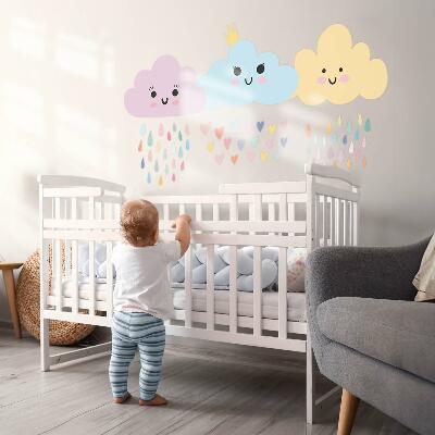 Muur stickers 100x128 Vrolijke wolken met regen in pasteltinten