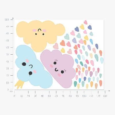 Muur stickers 100x128 Vrolijke wolken met regen in pasteltinten
