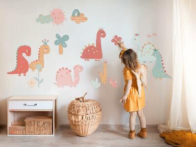 Muur stickers 100x153 Pastelkleurige wereld van dinosaurussen in boho-stijl