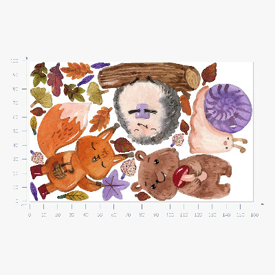 Muur stickers 100x160 Boswezens in herfstige aquareltinten