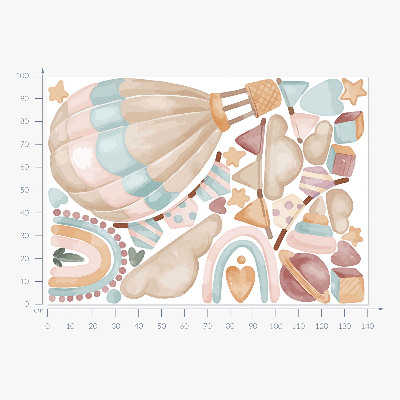 Muur stickers 100x141 Boho aquarel pastelpatronen