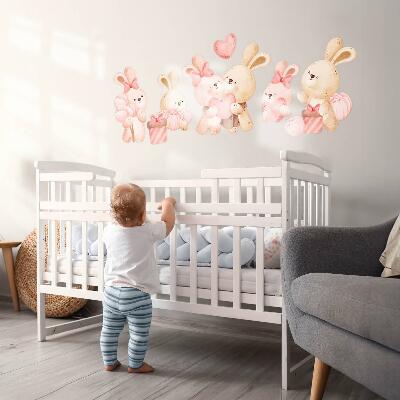 Muur stickers 100x138 Schattige konijntjes in een pastelkleurige familie
