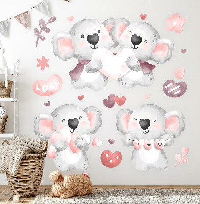 Muur stickers 100x141 Pastelkleurige schattige koala's in aquarelstijl