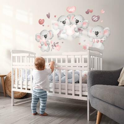 Muur stickers 100x141 Pastelkleurige schattige koala's in aquarelstijl