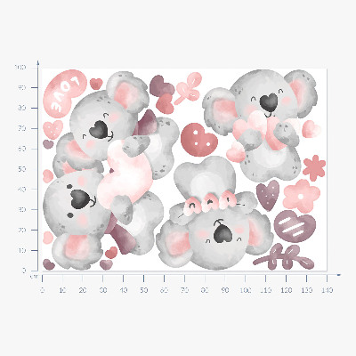 Muur stickers 100x141 Pastelkleurige schattige koala's in aquarelstijl