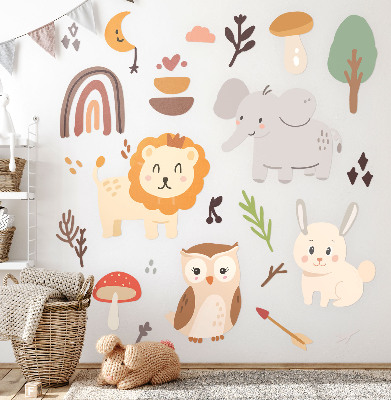 Muur stickers 100x182 Een charmant boho-dierenpatroon