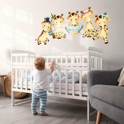 Muur stickers 100x169 Pastelgiraffen in een aquarelsafaristijl
