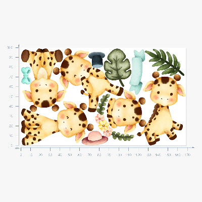Muur stickers 100x169 Pastelgiraffen in een aquarelsafaristijl