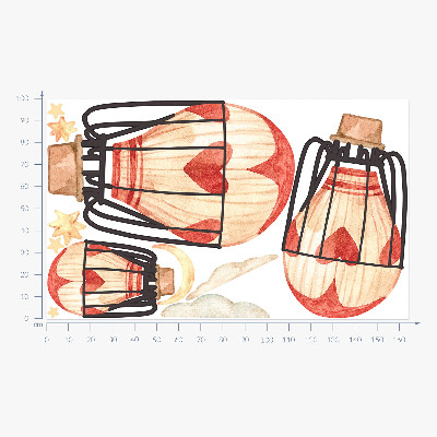 Muur stickers 100x165 Boho ballonnen en sterren in aquarelstijl