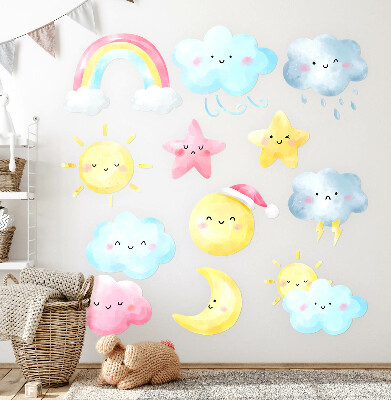 Muur stickers 100x148 Pastelkleurige luchtmotieven in aquarelstijl