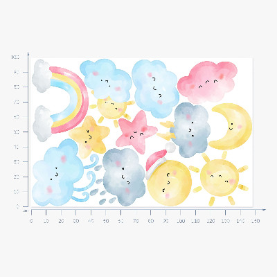 Muur stickers 100x148 Pastelkleurige luchtmotieven in aquarelstijl
