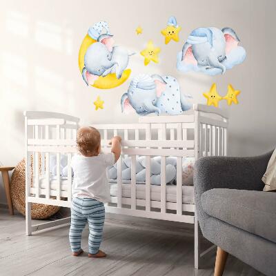 Muur stickers 100x136 Olifanten en wolken in een pastelparadijs