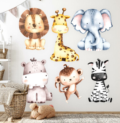 Muur stickers 100x165 Safari-dieren in een charmante pastelesthetiek