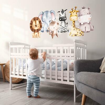Muur stickers 100x165 Safari-dieren in een charmante pastelesthetiek