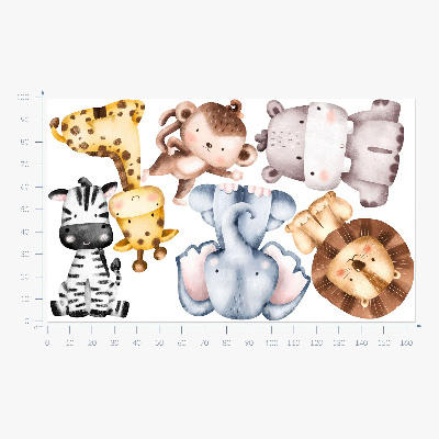 Muur stickers 100x165 Safari-dieren in een charmante pastelesthetiek