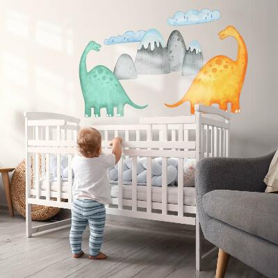 Muur stickers 100x179 Dinosaurussen in pastelkleurige aquarellandschappen