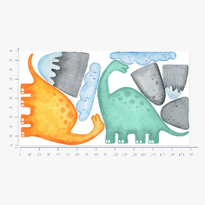 Muur stickers 100x179 Dinosaurussen in pastelkleurige aquarellandschappen