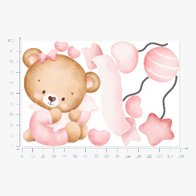 Muur stickers 100x149 Een schattige teddybeer in een delicate aquarelstijl
