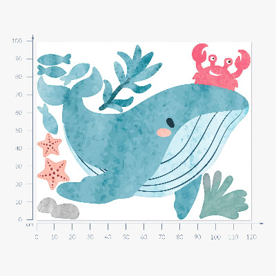 Muur stickers 100x121 Een onderwaterland van aquarelwezens