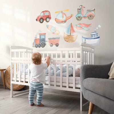 Muur stickers 100x157 Transportwaterverf in pasteltinten