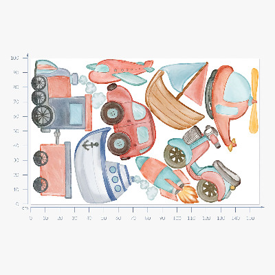 Muur stickers 100x157 Transportwaterverf in pasteltinten