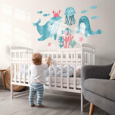 Muur stickers 100x182 Een zeeparadijs in aquarelstijl