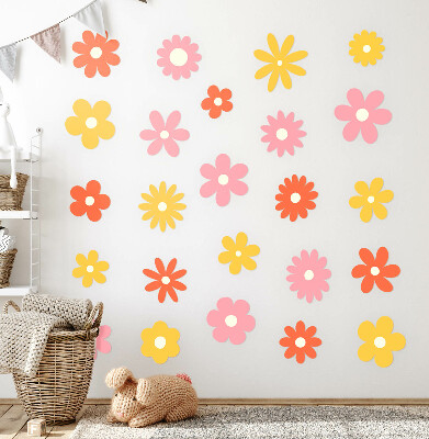Muur stickers 100x140 Pastelkleurige bloemenaccenten in een vrolijke uitvoering