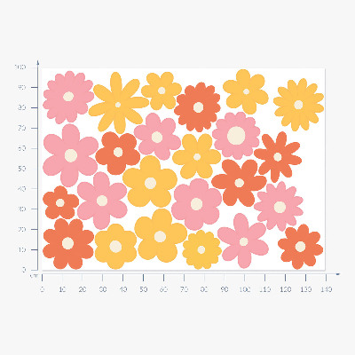 Muur stickers 100x140 Pastelkleurige bloemenaccenten in een vrolijke uitvoering