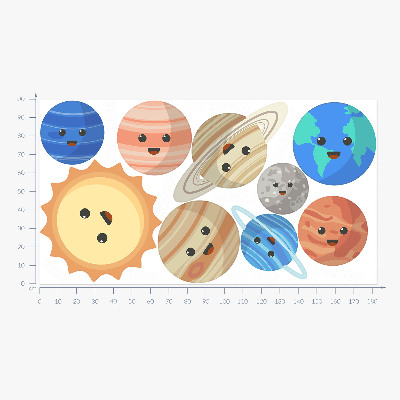 Muur stickers 100x183 Mooie planeten in een kosmische dans