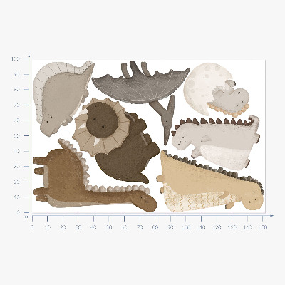 Muur stickers 100x152 Schattige pastel boho dinosaurussen
